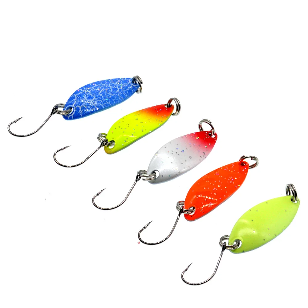 Señuelo tipo cuchara de pesca, 3g, pez Jigging, cucharas pequeñas de doble Color, un solo gancho, señuelos artificiales coloridos mandarín, bolsa de 5-10 piezas - imagen 4