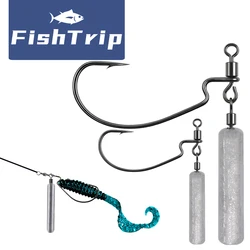 FishTrip-anzuelo de pesca con cabeza de anzuelo, anzuelo de gusano EWG, aparejo JIKA, pesca de lubina con hoja, anzuelo sin malezas para pesca de gusano suave, 5 uds.
