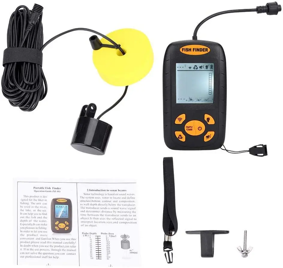 Sensor inteligente de buscador de peces, transductor de barco de pesca en hielo con cable, Sonar inalámbrico, buscador de profundidad de mano, Kayak, Waterpr, nuevo - imagen 2