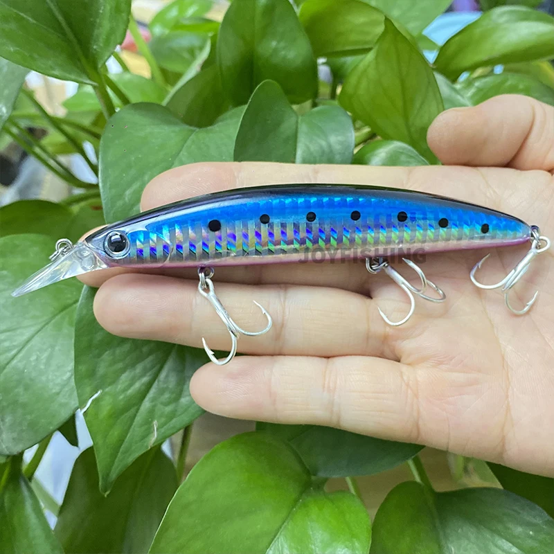 1 Uds 110mm 19g señuelos flotantes para pececillos cebo Artificial de fundición larga trucha lubina señuelo Wobbler aparejos de Pesca Minnow 9106 - imagen 5