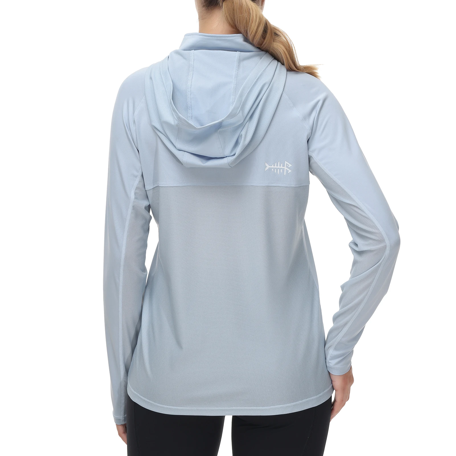 Bassdash-Sudadera con capucha UPF 50 + Performance para mujer, camiseta de manga larga con media cremallera, protección UV, camisa de pesca y senderismo