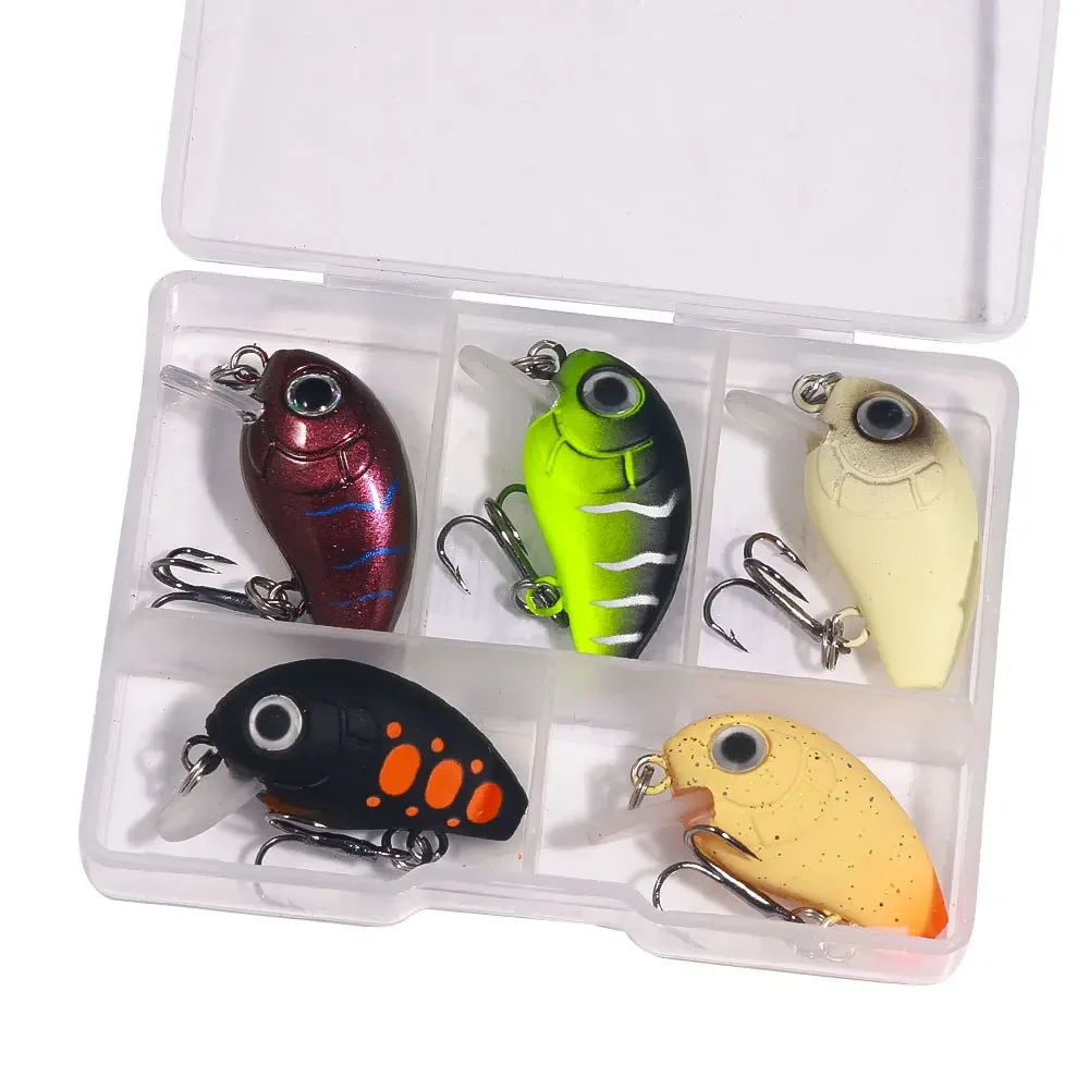 5 unids/caja Mini cebo de manivela Wobblers flotantes para señuelo de pesca juego de Wobblers cebo Artificial 2g peces falsos señuelos duros aparejos - imagen 3