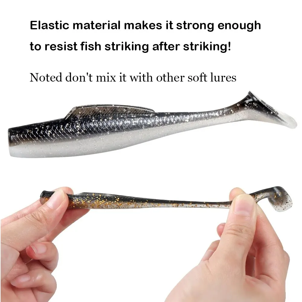 Señuelo de pesca suave flotante, 5 unidades/lote, 100mm, 6,5g, cebos de plástico TPR, 100mm, Swimbait suave, señuelo de Jigging, cebos artificiales, gusano suave - imagen 4