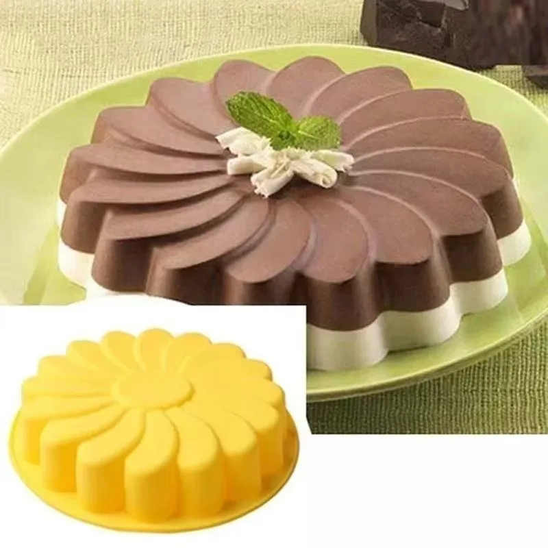 Bandeja para hornear con forma de pétalo de torbellino de silicona, molde de pastel de silicona, utensilios para hornear pasteles de girasol, bandeja de sartén 3D, suministro para fiestas DIY - imagen 2