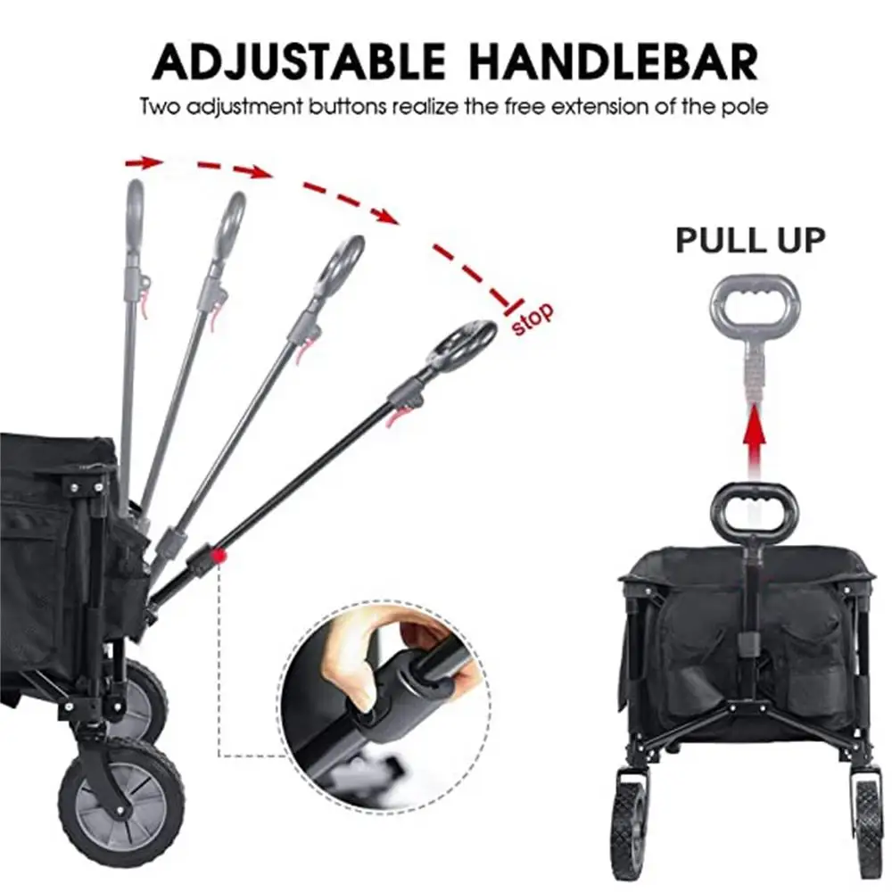 Carrito portátil plegable de gran capacidad para exteriores, carrito de mano ajustable multifunción, carrito de Camping, carrito de Picnic con asa para playa - imagen 2