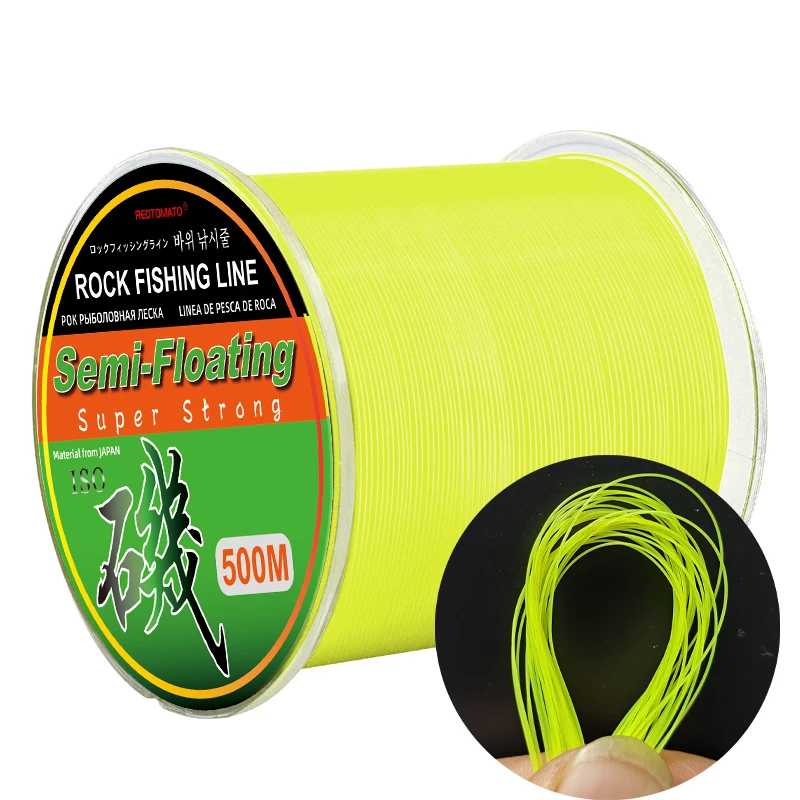 Línea de pesca de nailon monofilamento semiflegante de 500m, blanco, rosa, naranja, verde, amarillo, roca, señuelo de mar, accesorios de pesca - imagen 3