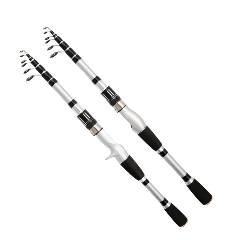 Conjunto de caña de pescar telescópica, Kit completo de carrete con gancho de línea, cebo de fibra de carbono, carrete giratorio, 1,5-2,4 m - imagen 4