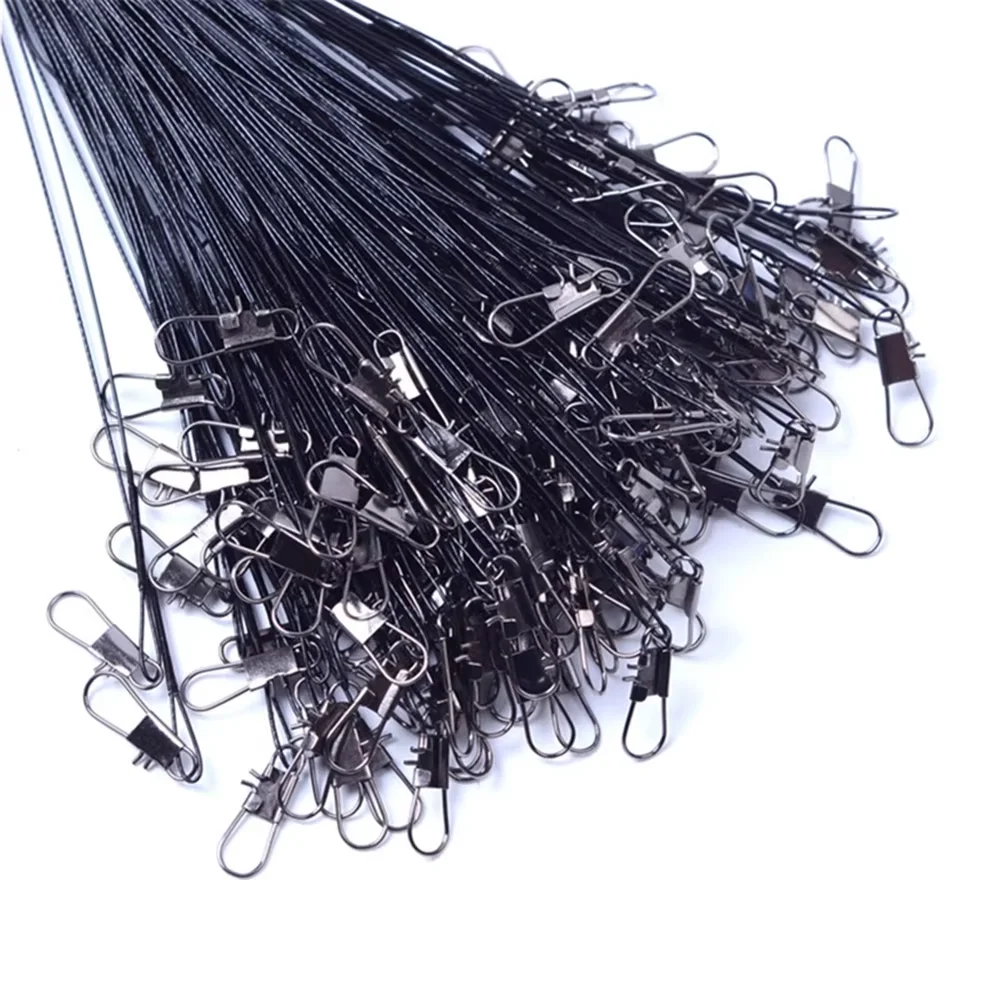 20 unids/set línea de pesca de acero antimordida líder de alambre de acero con accesorio de pesca giratorio correa de núcleo de plomo alambre de pesca 15CM-30CM - imagen 3