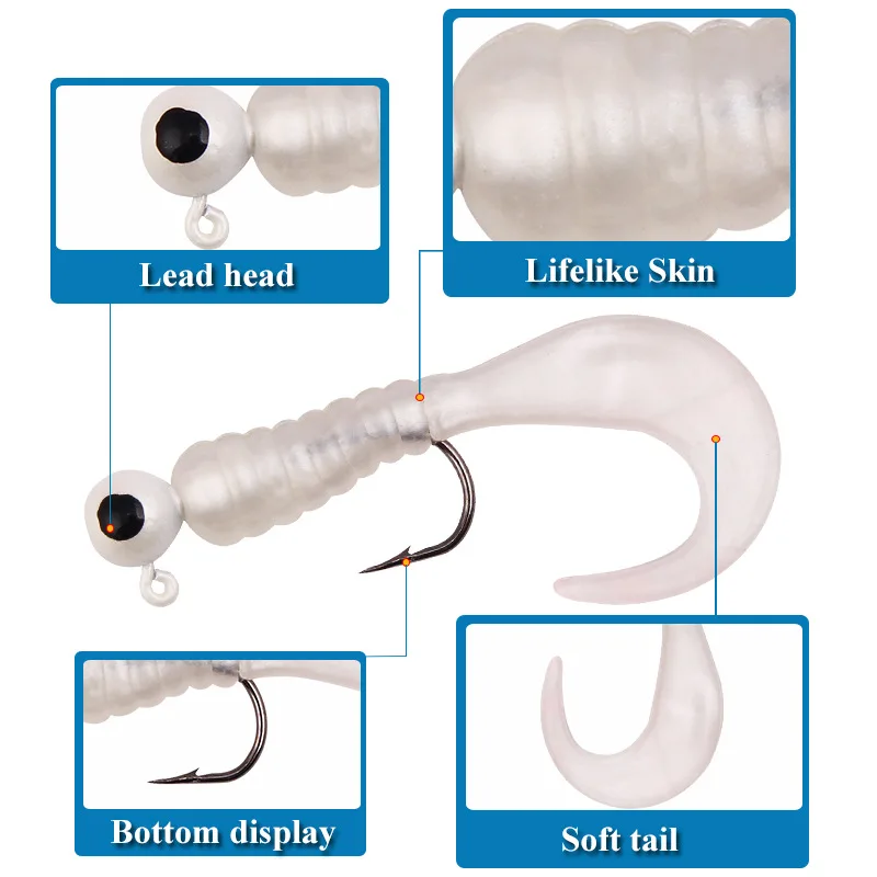 Cebos blandos de silicona para peces pequeños, Señuelos de Pesca de gusano Wobbler, aparejos artificiales para lubina, Lucio, Carpa, 4,5g, 7g, 17 Uds./lote - imagen 4