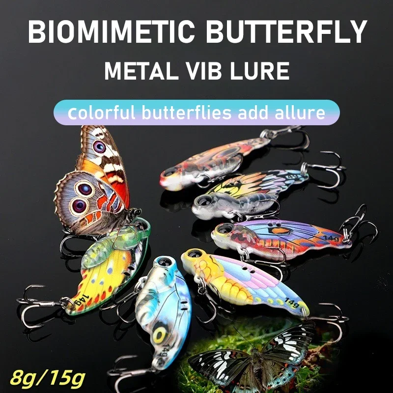 Cebo de mariposa biónico, cebo de fundición de larga distancia de 8g/15g, nuevo cebo Artificial de Metal VIB adecuado para lubina, Lucio, trucha y pesca - imagen 2