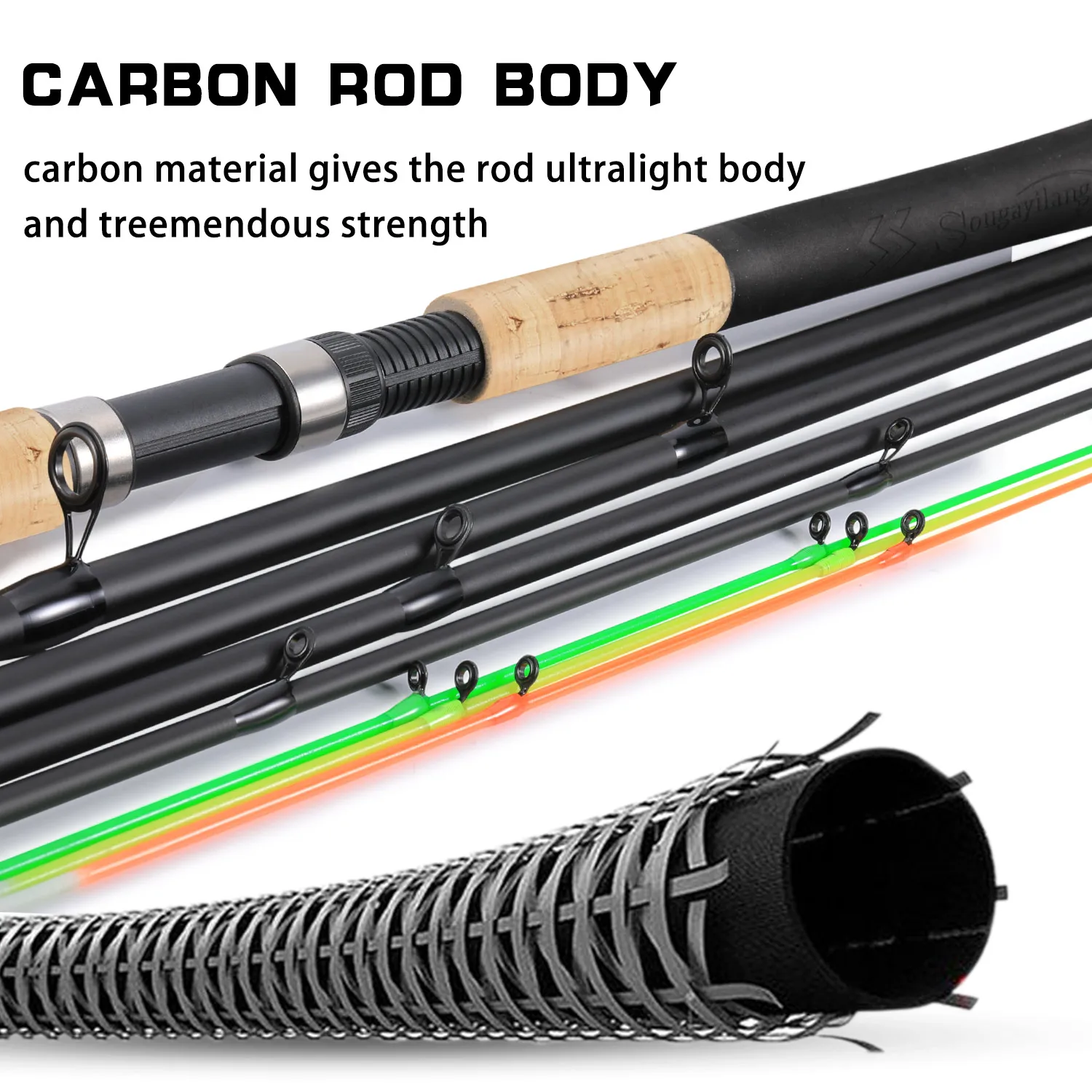Sougayilang Caña de pesca ultraligera – Fibra de carbono spinning - imagen 3