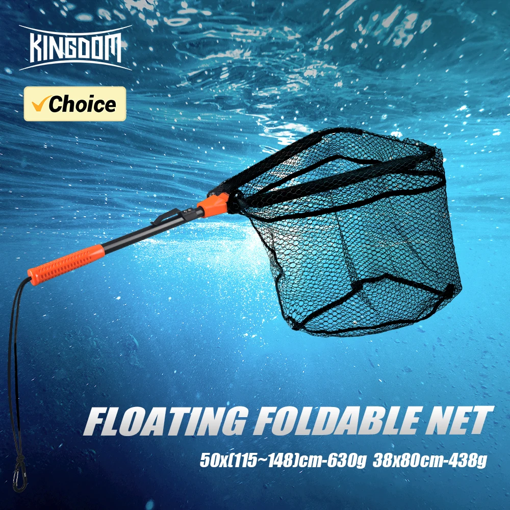 Red de pesca flotante Kingdom, 80cm, 115-148cm, aleación de aluminio ligera, nailon, red de panal, red de aterrizaje telescópica - imagen 2
