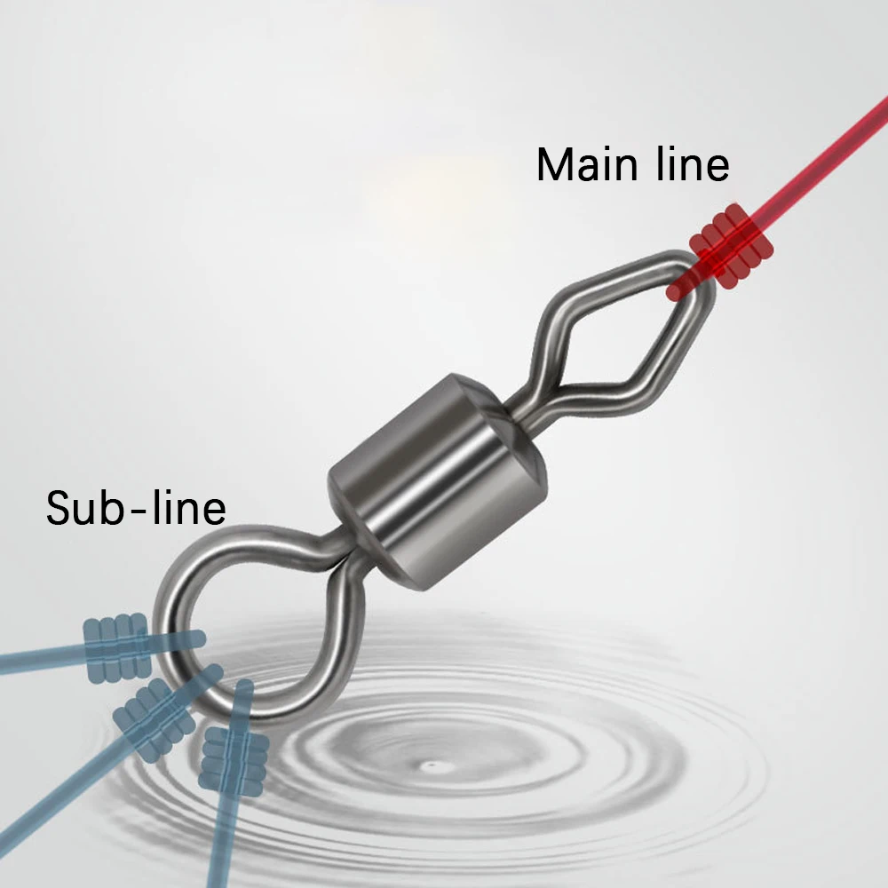 DNDYUJU Fishing Connector Rolling Swivels Round And Diamond Shape Solid Swivels for Fishhooks Fishing Accessories Goods Tools - imagen 5
