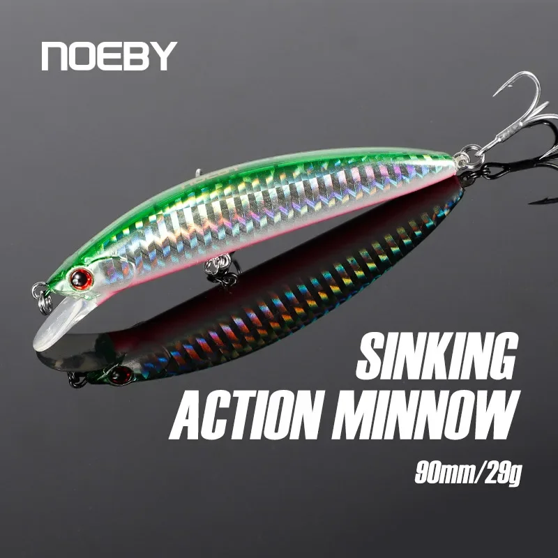 NOEBY-señuelo de pesca de pececillo hundido de 90S, 90mm, 29g, Wobblers de fundición larga, cebos duros para trucha, Lucio, Jerkbait de agua salada - imagen 2