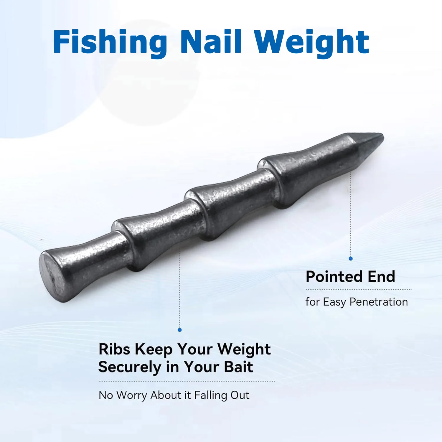 FishTrip Pesos de clavo de plomo para gusanos de plástico, aparejo loco y aparejo Neko, plomos de lápiz para pesca de lubina, señuelos de plástico blando - imagen 2