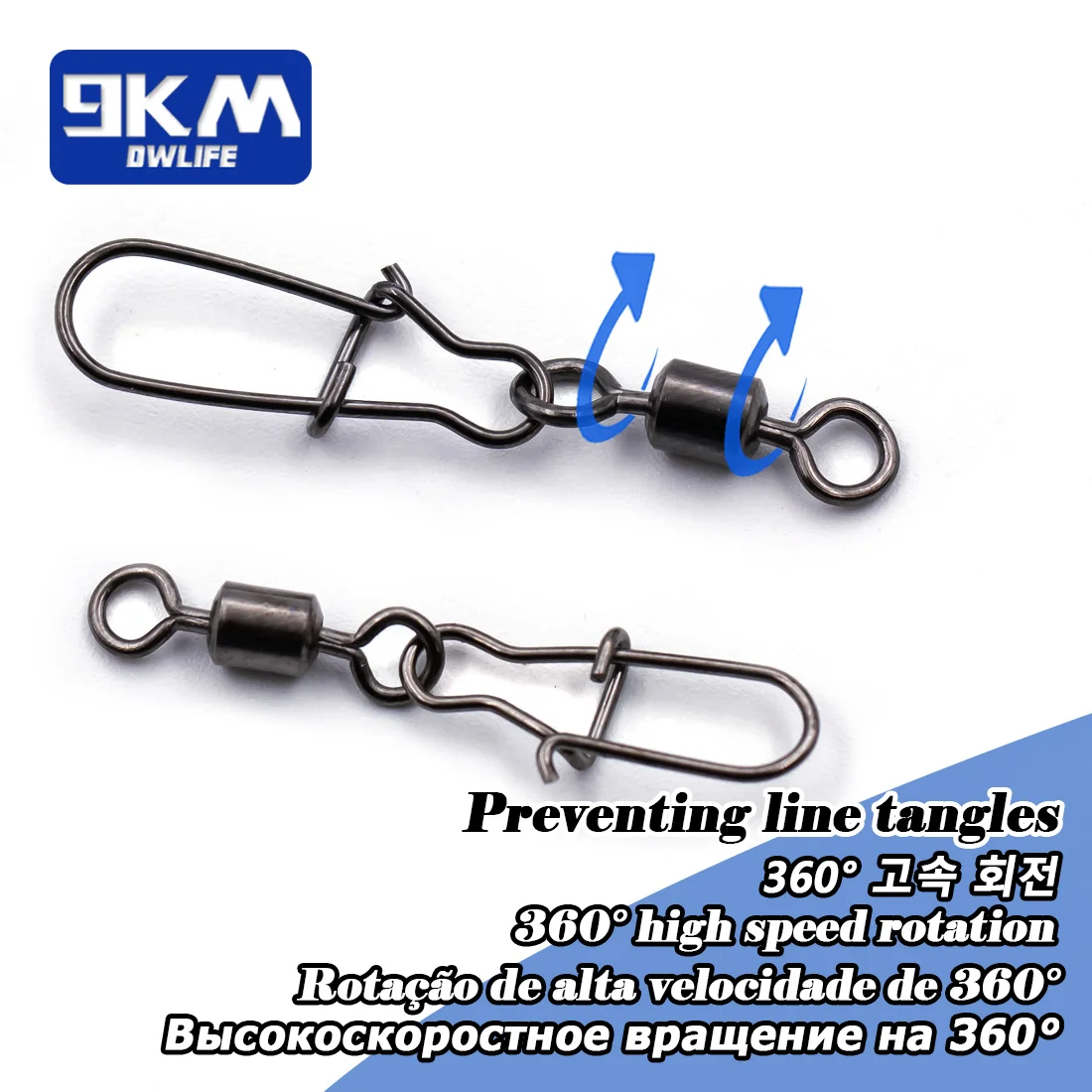 9KM giratorio Snap 50 Uds pesca Snap giratorio señuelo línea conector aparejos de pesca de acero inoxidable agua dulce para lubina bagre - imagen 3