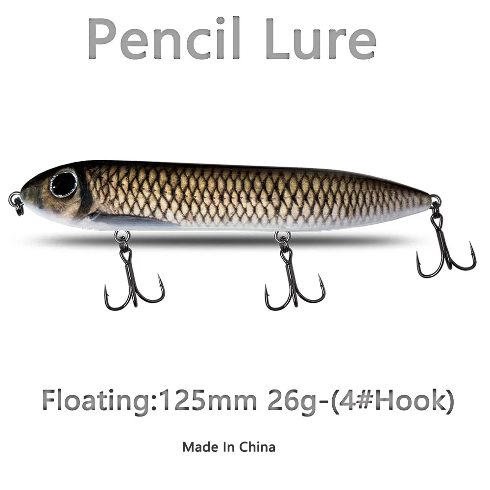 TOP TACKLE INDUSTRIES Señuelos de Pesca de lápiz de superficie superior, 125mm, 26g, cebos duros artificiales flotantes - imagen 5