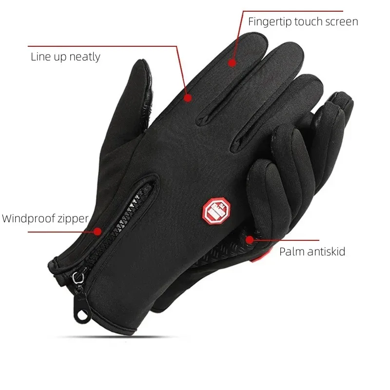 Guantes cálidos de invierno con pantalla táctil para ciclismo, esquí, escalada, guantes de pesca antideslizantes impermeables, manoplas para deportes al aire libre - imagen 3