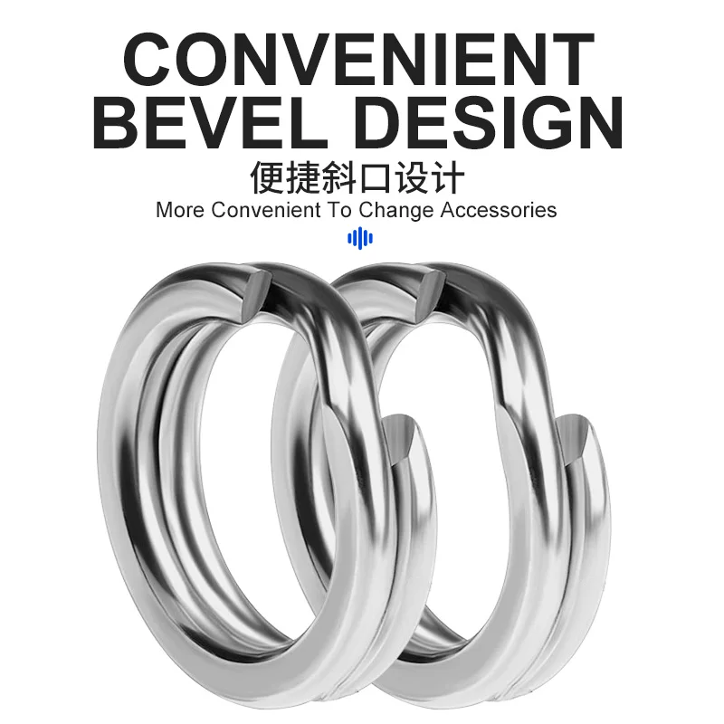 OBSESSION HT001 200 unids/bolsa anillos divididos de pesca de acero inoxidable anillo de pesca de alta resistencia conector de línea de doble bucle - imagen 5