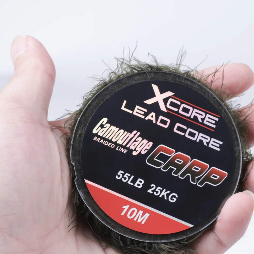 FTK-Línea de plomo para pesca de carpa, líder de 10m, 45/55LB, efecto de hierba de camuflaje para aparejos de pelo de carpa, línea de aparejos de pesca - imagen 5
