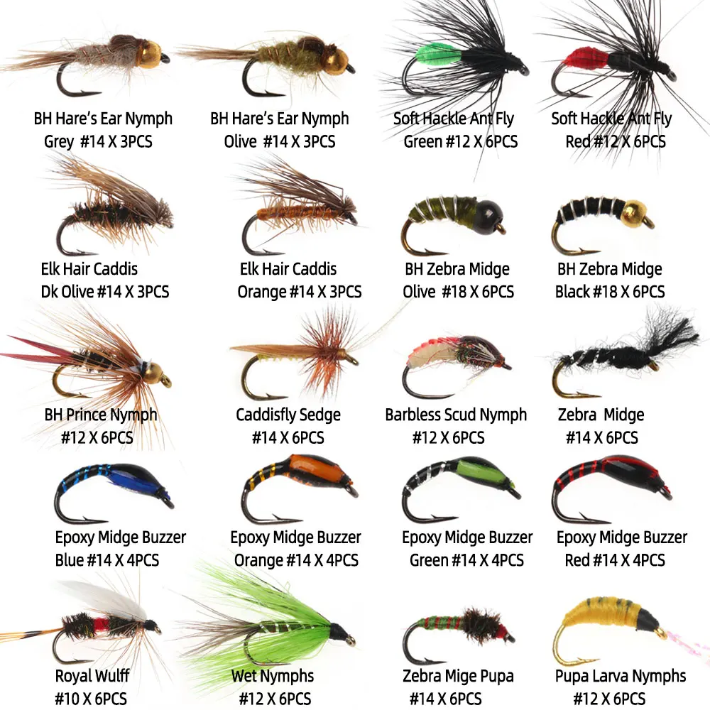 Descubra los patrones de mosca perfectos para su próxima aventura de pesca con mosca con nuestra diversa selección de colores y estilos