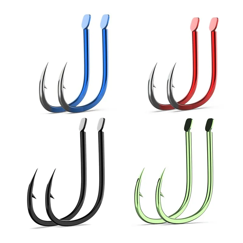 50 Uds. Anzuelos de pesca planos, Señuelos de pesca con púas de mar, vástago de pico, soporte para cebo vivo, plantilla de pesca de carpa, anzuelos de gusano, accesorios, aparejos - imagen 2