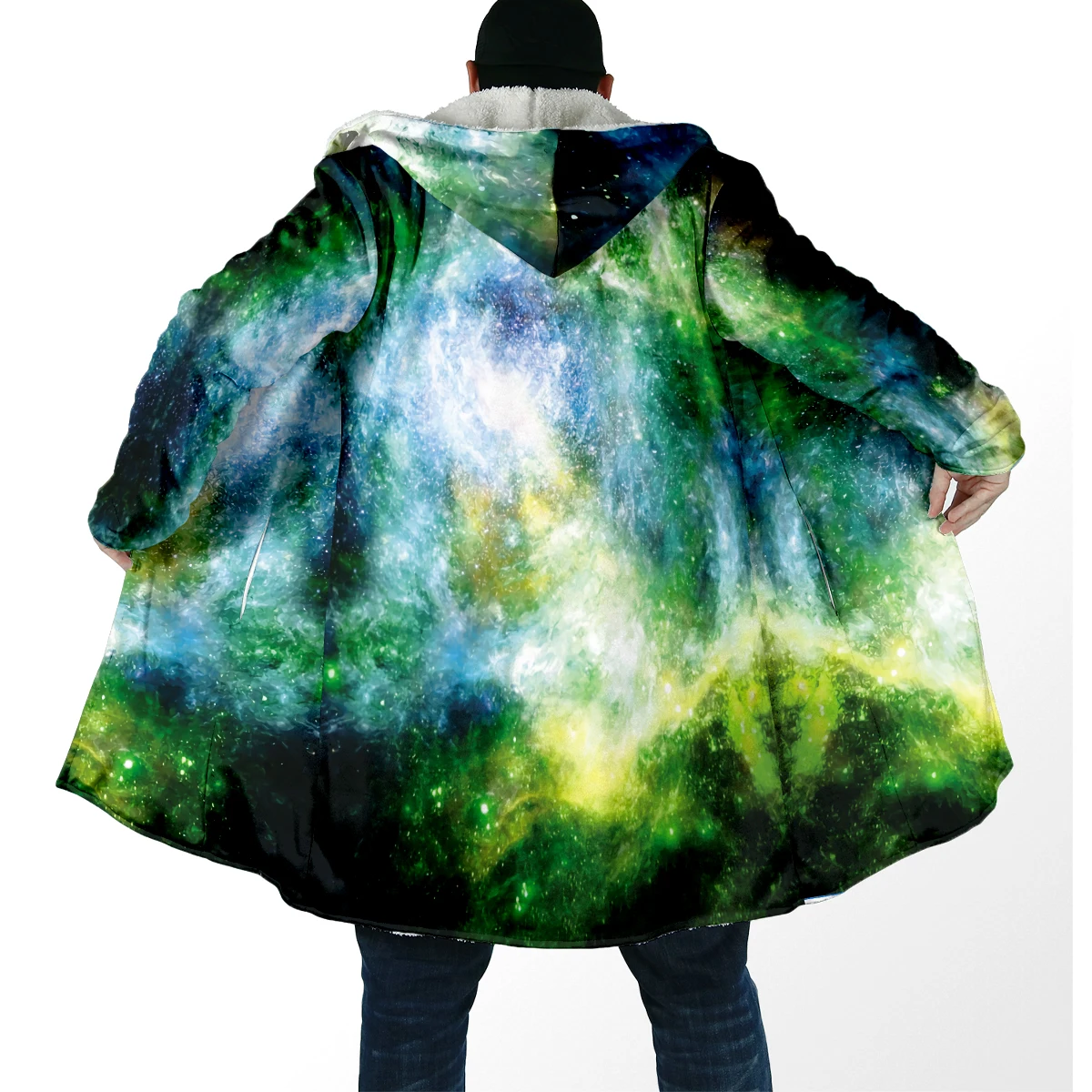 2025 moda de invierno capa de hombre nebulosa galaxia psicodélica 3D impreso gruesa capa con capucha de lana Unisex Casual capa cálida DP98 - imagen 5