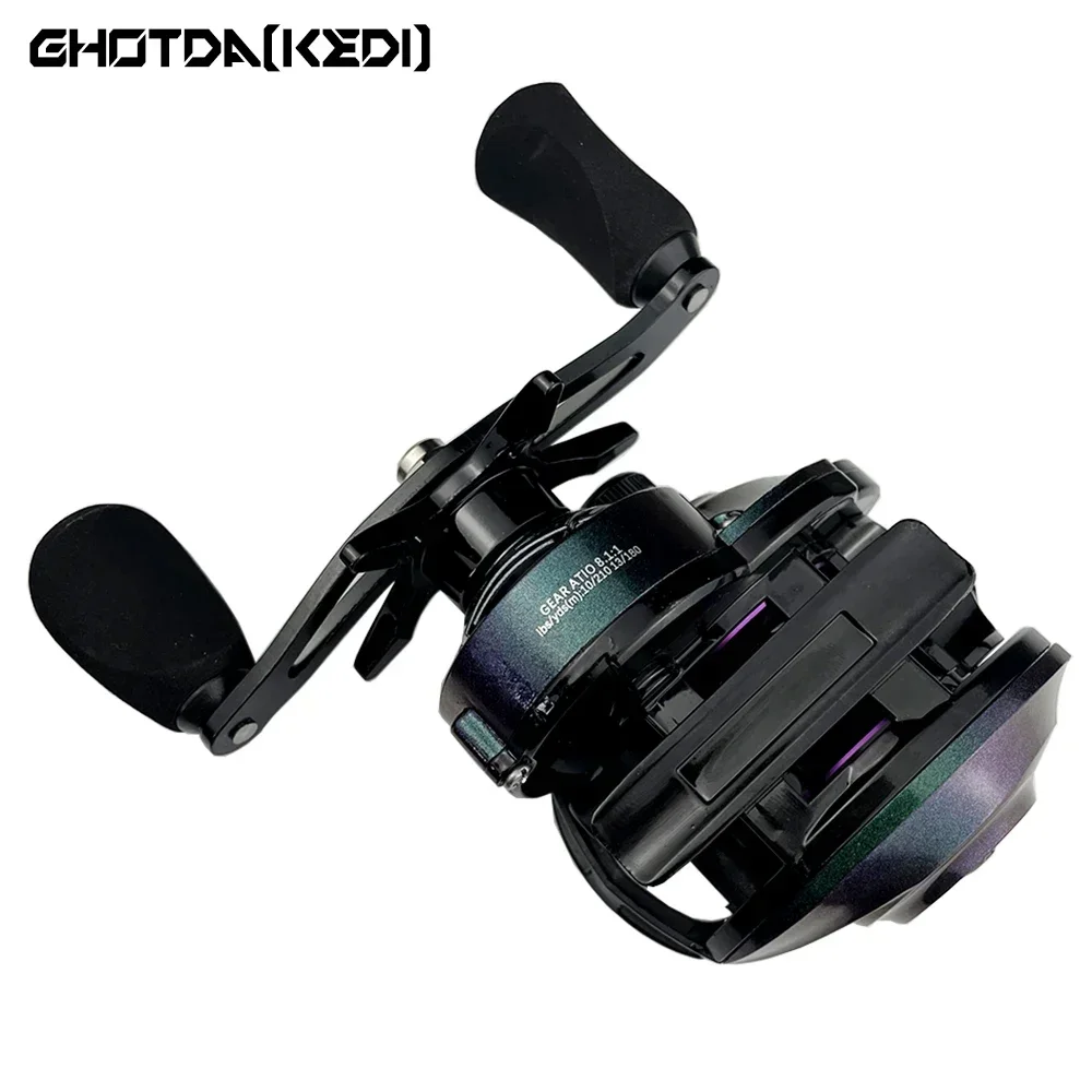 Carrete De Pesca con señuelo GHOTDA, carrete De Baitcasting De fundición larga, potencia máxima De 8kg, peso De señuelo adecuado: 3-25G, Molinete De Pesca De agua dulce - imagen 5