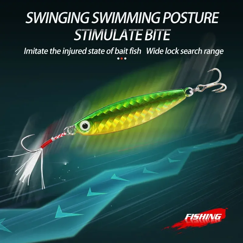Señuelo de Pesca con impresión de simulación dura 3D, plantilla de Metal, cebo giratorio, señuelos de Jigging lento de plomo de agua salada - imagen 3