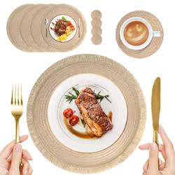 Juego de 4/12 manteles individuales redondos tejidos con mascotas, manteles individuales bohemios con borlas, manteles antideslizantes resistentes al calor para el hogar, boda, cocina