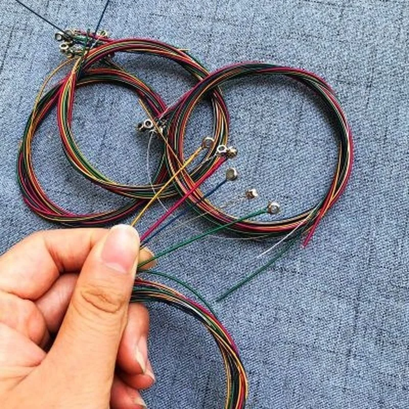 6 unids/set de cuerdas de guitarra coloridas de arcoíris para guitarra acústica folclórica guitarra clásica multicolor - imagen 5