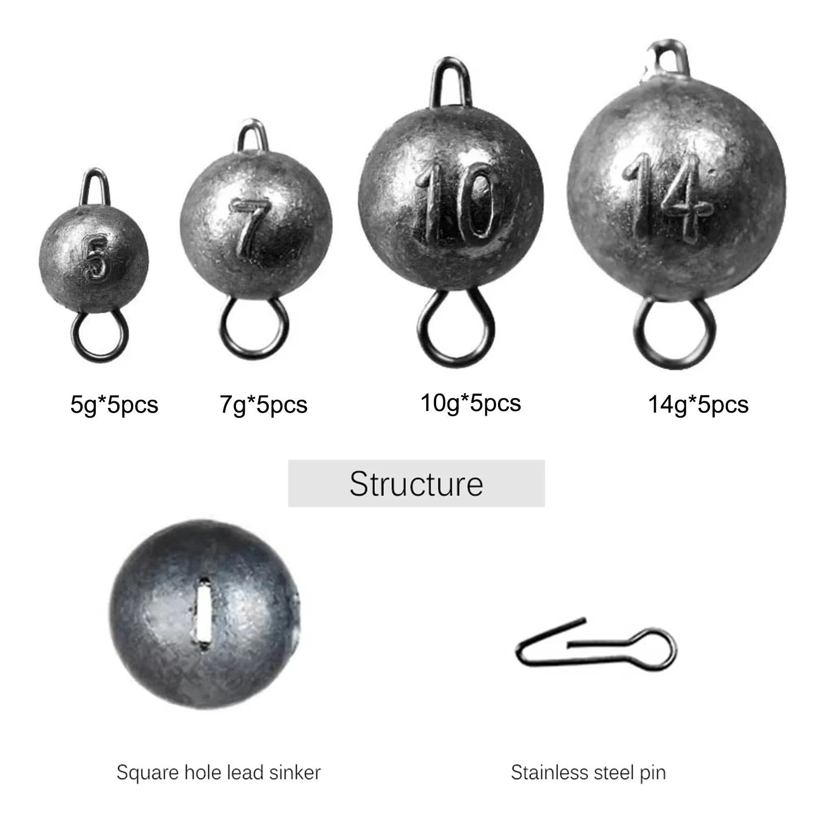 50 Uds. Kit de pesas de pesca, pesas para uñas, tiro directo, peso de pesca tipo bala para aparejo loco, aparejo Texas, aparejos de pesca de lubina y trucha - imagen 2
