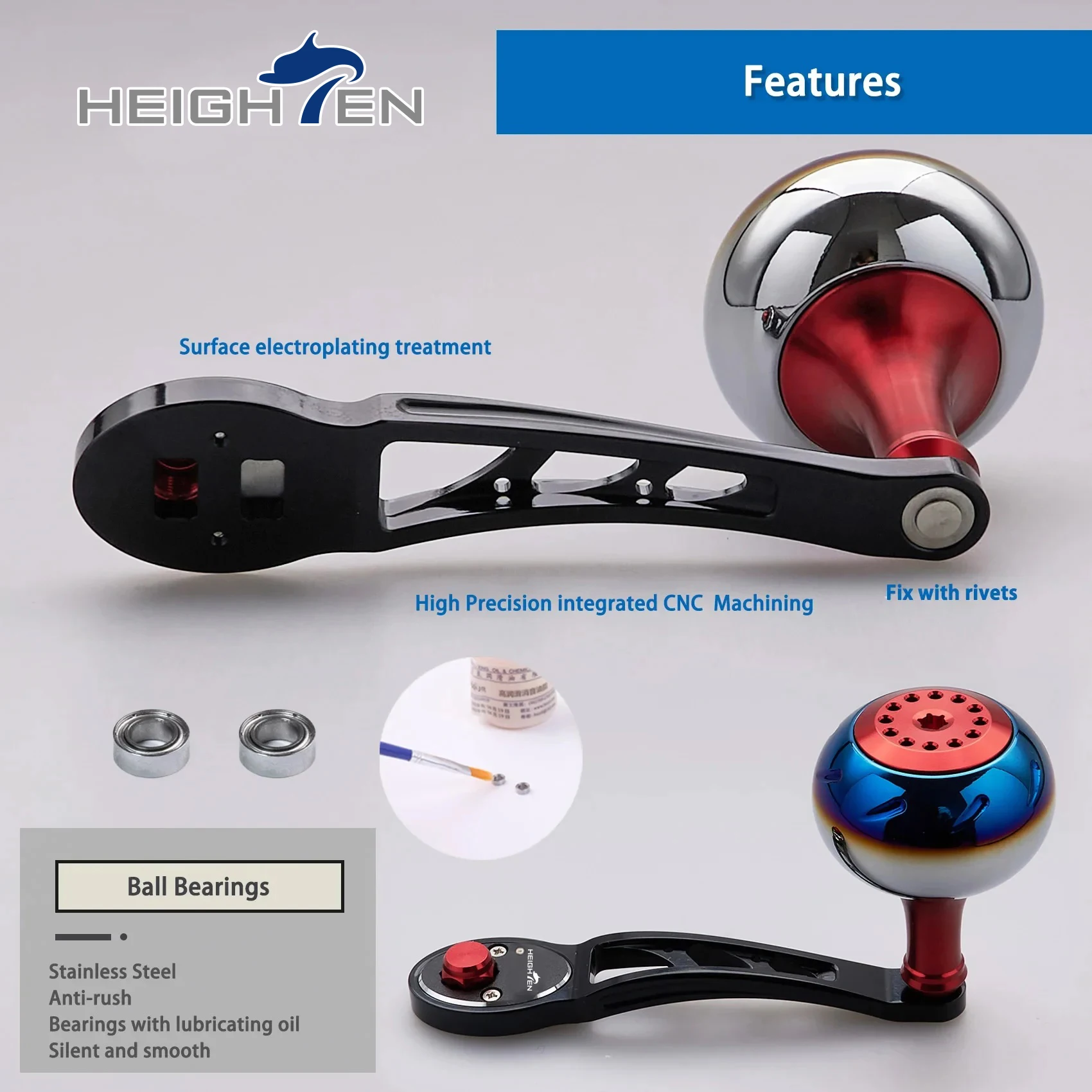 HEIGHTEN Baitcaster, mango único, longitud del eje ajustable de 80mm a 90mm con perilla degradada de 45mm, accesorios de modificación de pesca con señuelo - imagen 4