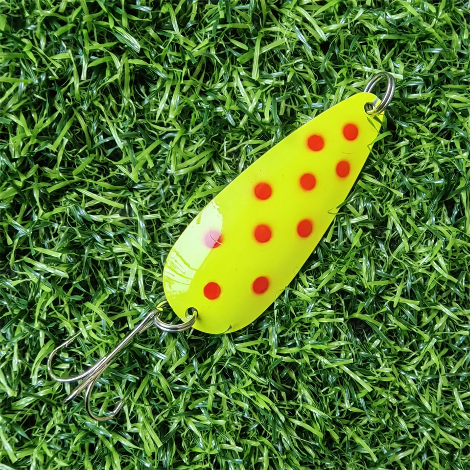 MUKUN-señuelo de pesca giratorio de Metal, 1 piezas, 71mm, 18g, cebos duros, lentejuelas de colores, Paillette de ruido, aparejos de gancho triple - imagen 5