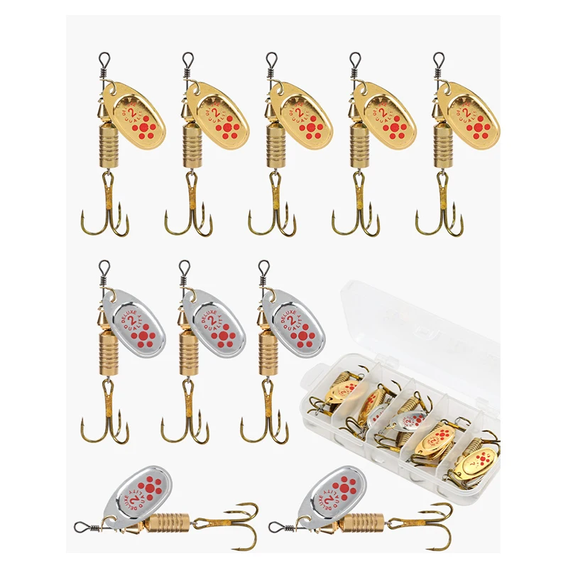 10 Uds 6,7 cm 7g cuchara giratoria cebo de Metal señuelo de pesca lentejuelas Crankbait cuchara cebos para lubina trucha perca Lucio giratorio - imagen 5