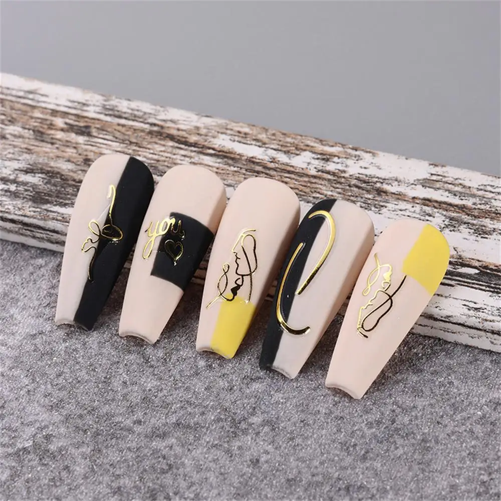 Pegatinas de Arte de uñas de Navidad de oro rosa, alce metálico, copo de nieve, galleta, hombre, estrellas, Líneas geométricas, decoración de invierno, navidad, Año Nuevo - imagen 2