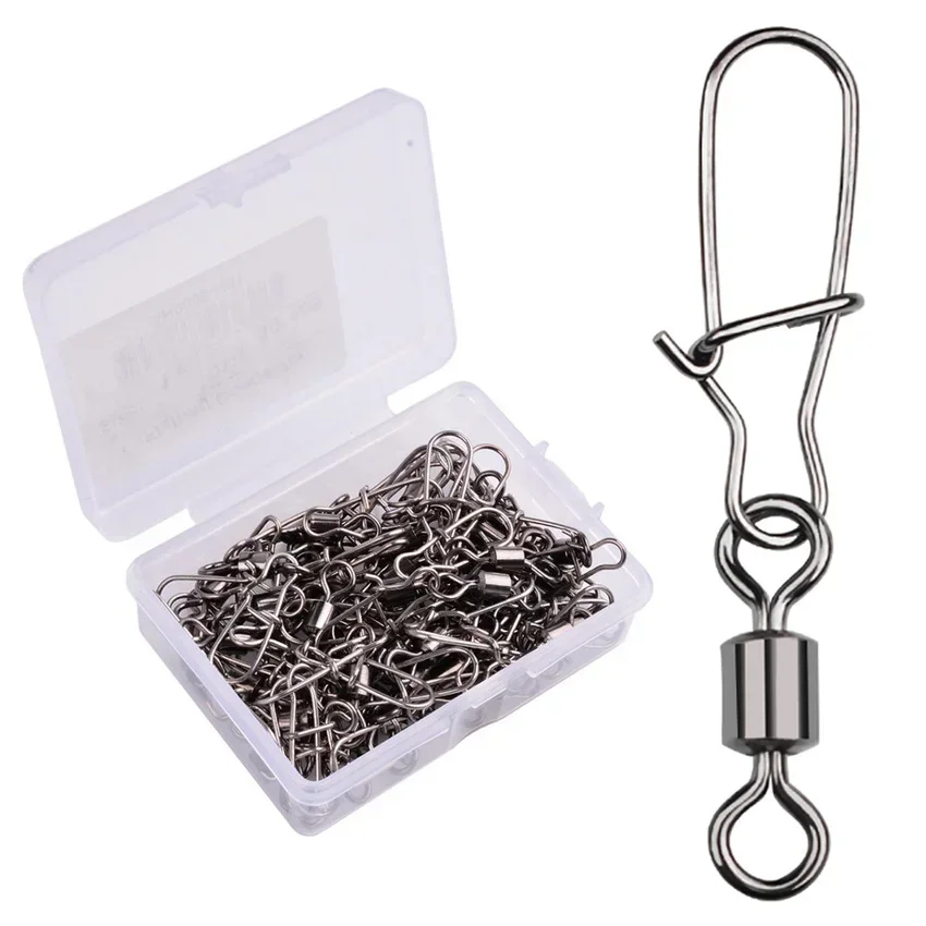 10 piezas 2/0 #   1/0 #   1 # -14 #   Conector de pesca de acero inoxidable, rodamiento de Pin, broche giratorio para señuelo, gancho, accesorios de aparejos de pesca - imagen 2
