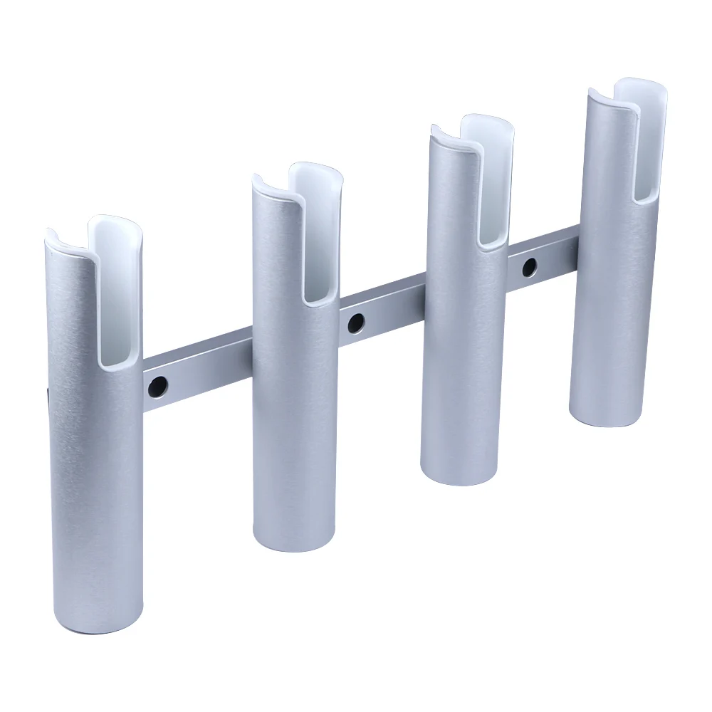 Portacañas de aluminio para barco – Tubo articulado plateado - imagen 3