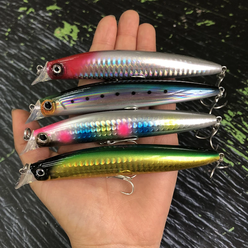 Señuelos de Pesca flotantes de pececillo, cebo Artificial de fundición larga, trucha de agua salada, Wobbler, Swimbait, equipo de Pesca, 115mm, 15,5g - imagen 4