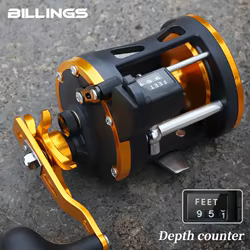 Carrete de pesca BILLINGS, contador de línea, carrete de mar de fundición a mano derecha, 3,8: 1/3 + 1BB, arrastre máximo, carretes de pesca de agua salada de 15KG