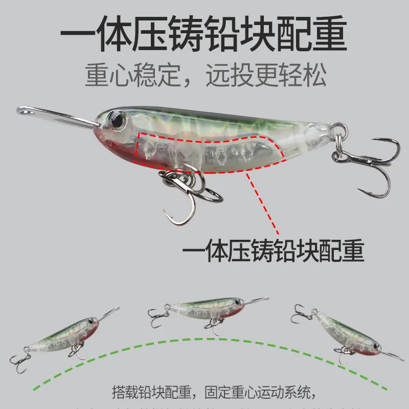 Lápiz de pececillo que se hunde Wobbler, 4cm, 5,5g, labio de Metal, Wobbler, trucha, agua salada, cebo duro Artificial, aparejos de pesca - imagen 4