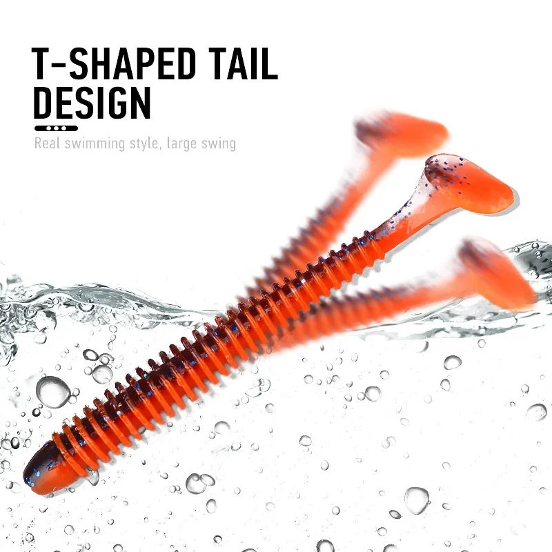 ARDEA-Cebo Artificial de silicona suave, señuelo de pesca con gusanos, Swimbaits, cola en T, lubina, Mosca, 86mm, 3,2g - imagen 2