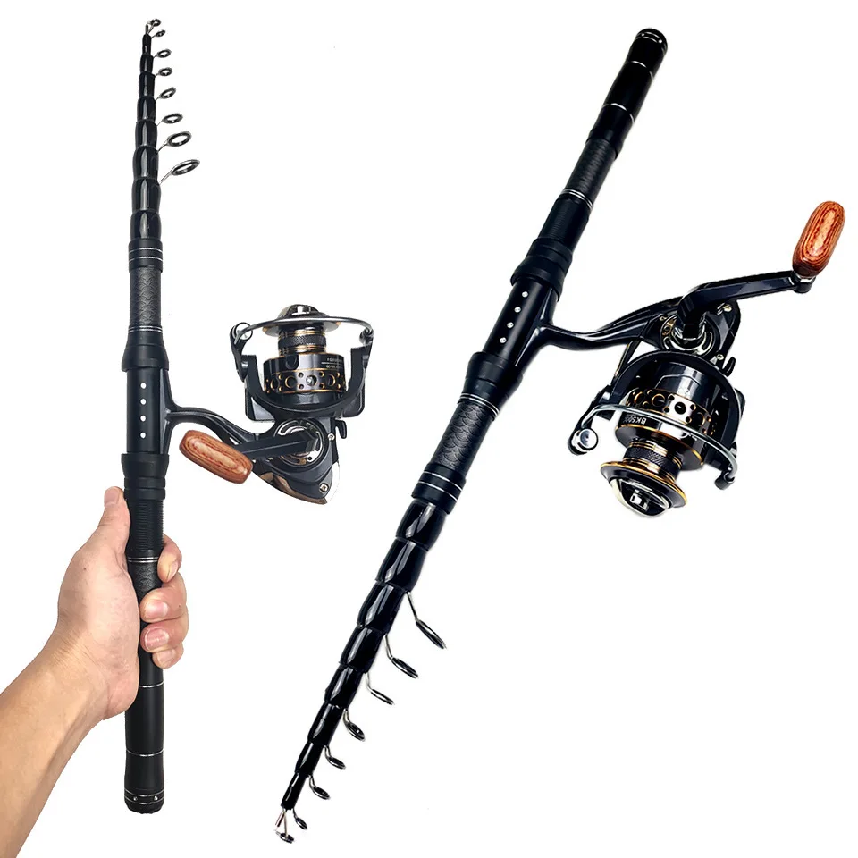 Caña telescópica fibra carbono ultracorta – Combo pesca mar con bolsa - imagen 2