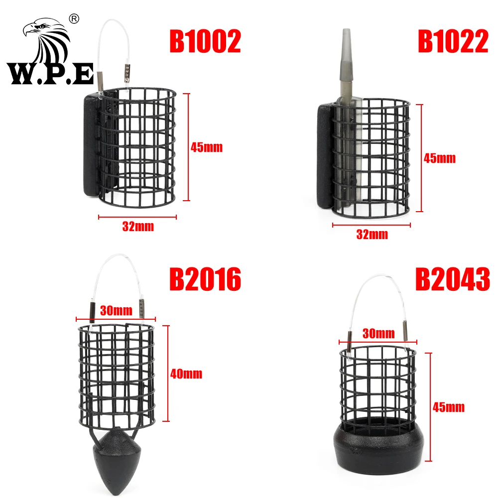 W.P.E 1 Uds. Alimentador de método de pesca de carpa 60g/70g/80g/100g/120g jaula de alambre de acero cebo Europa carpa pez aparejo de pelo alimentador pesca de carpa - imagen 2