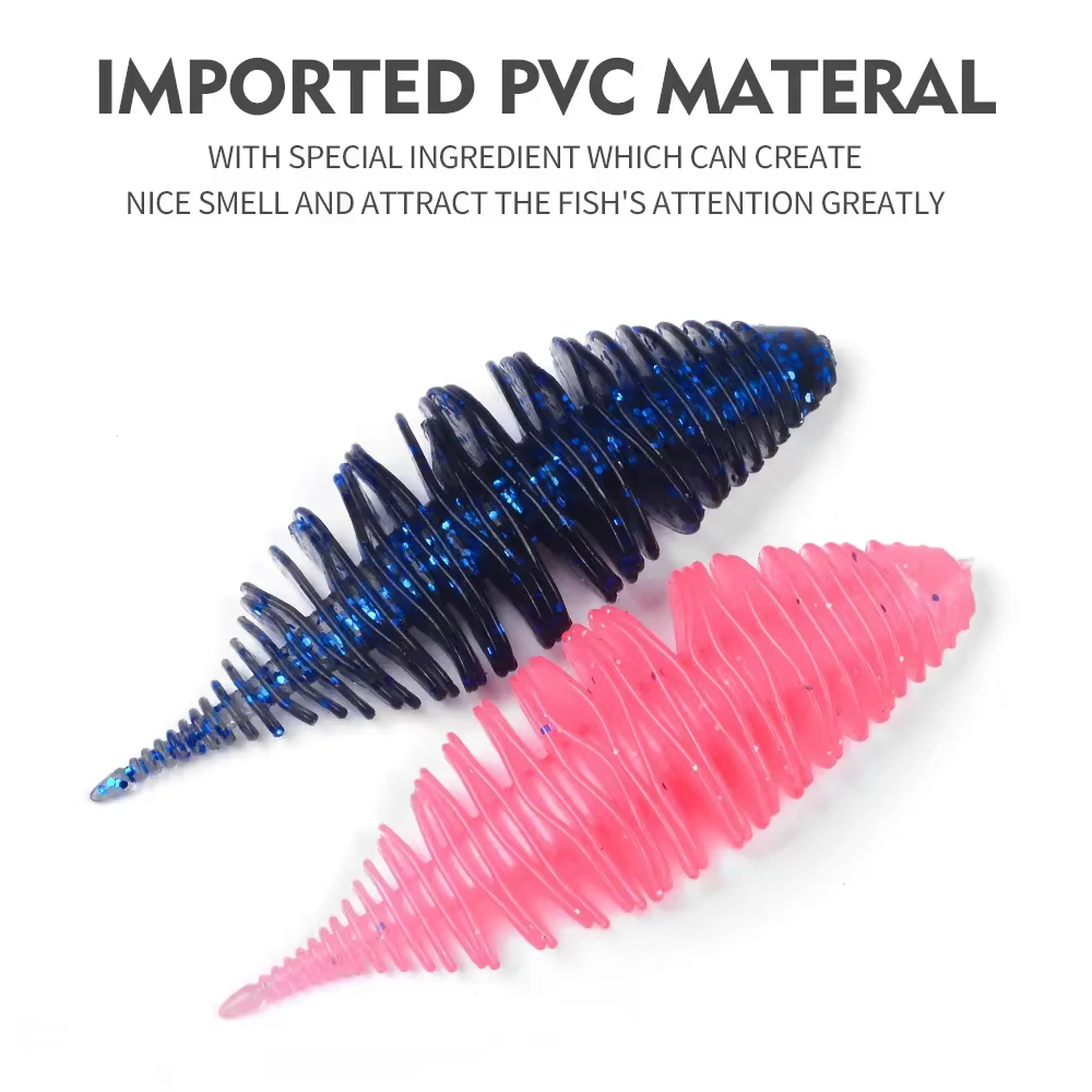 Señuelo de pesca flotante, 5 uds., fuelle, enmalle, gusano, 7,5 cm/6g, Larva, SwimBait suave para pesca de carpa, lubina - imagen 3