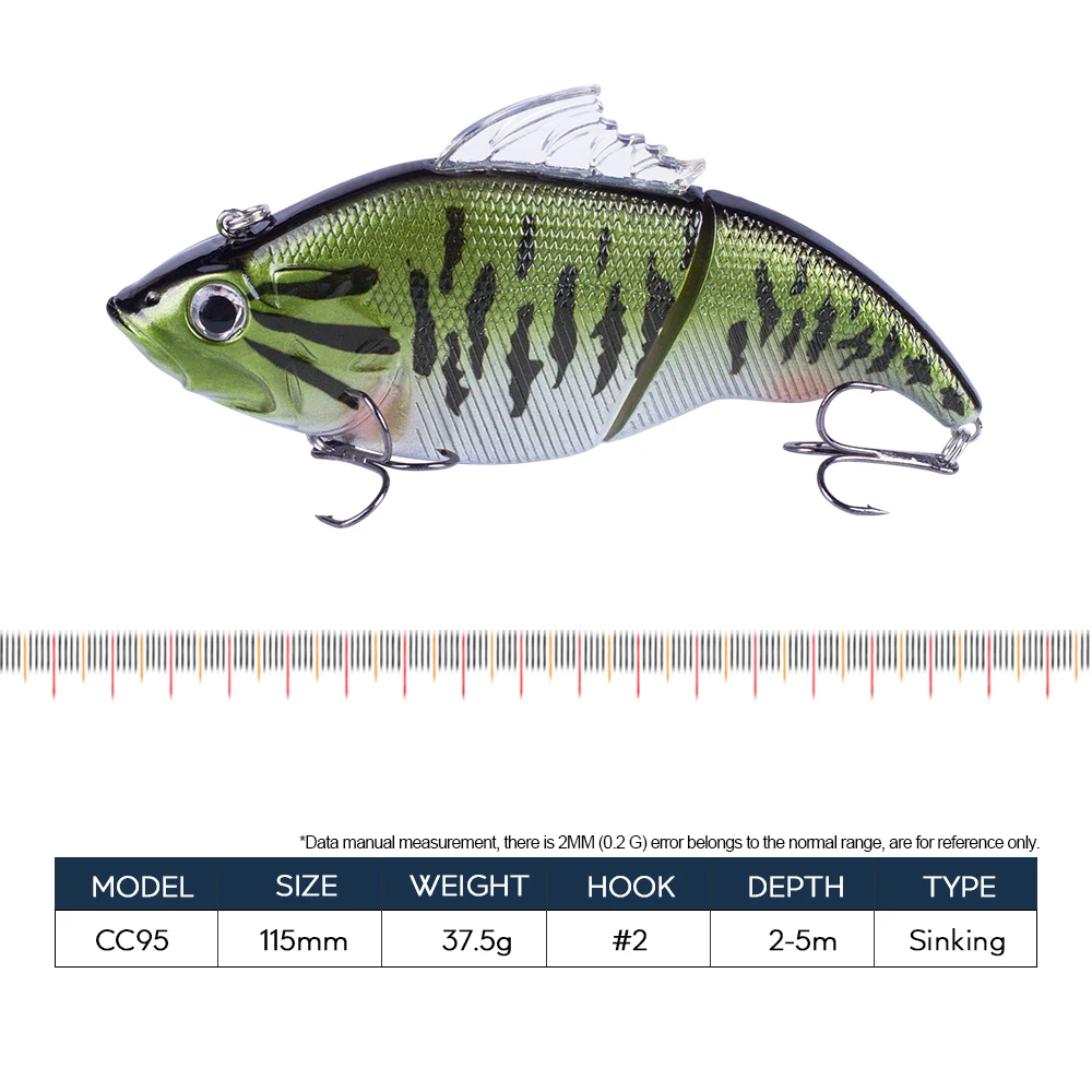 Hanlin-señuelo de pesca de hundimiento, cebo duro de plástico Artificial, aparejos de lubina y Lucio, 11,5 cm, 37,5g, nuevo estilo japonés VIB Crankbait Wobbler - imagen 2