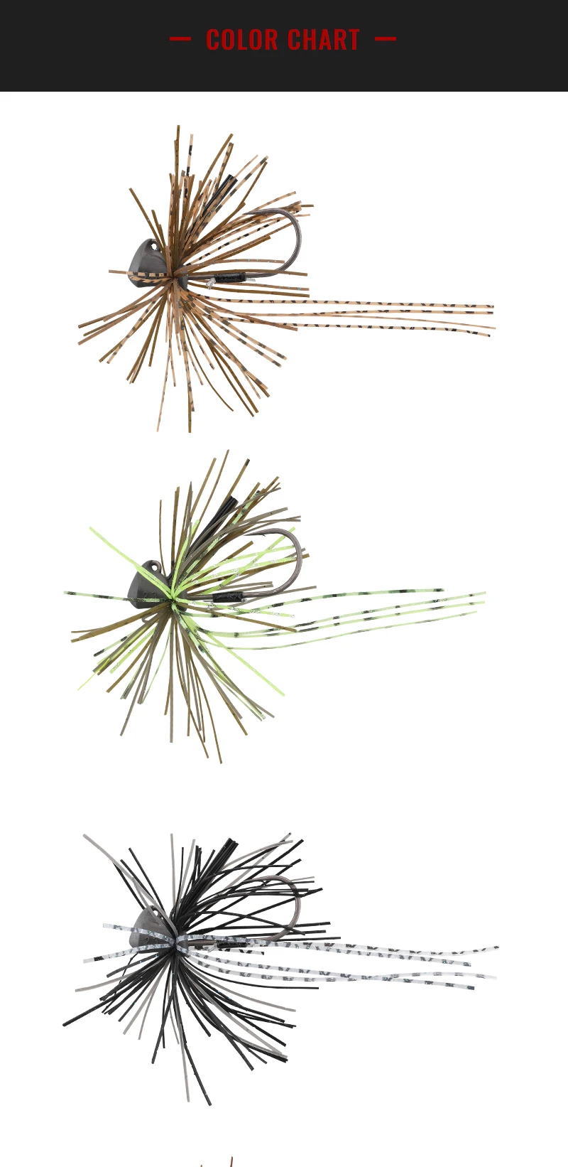 Una tabla de color de un señuelo de pesca con mosca