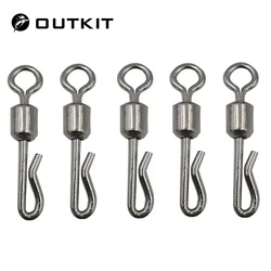 OUTKIT 50 Uds. Giratorios de pesca, enclavamiento giratorio, tamaño a presión 7/8/10/12 gancho, conector de señuelo, aparejo Terminal, pesca giratoria