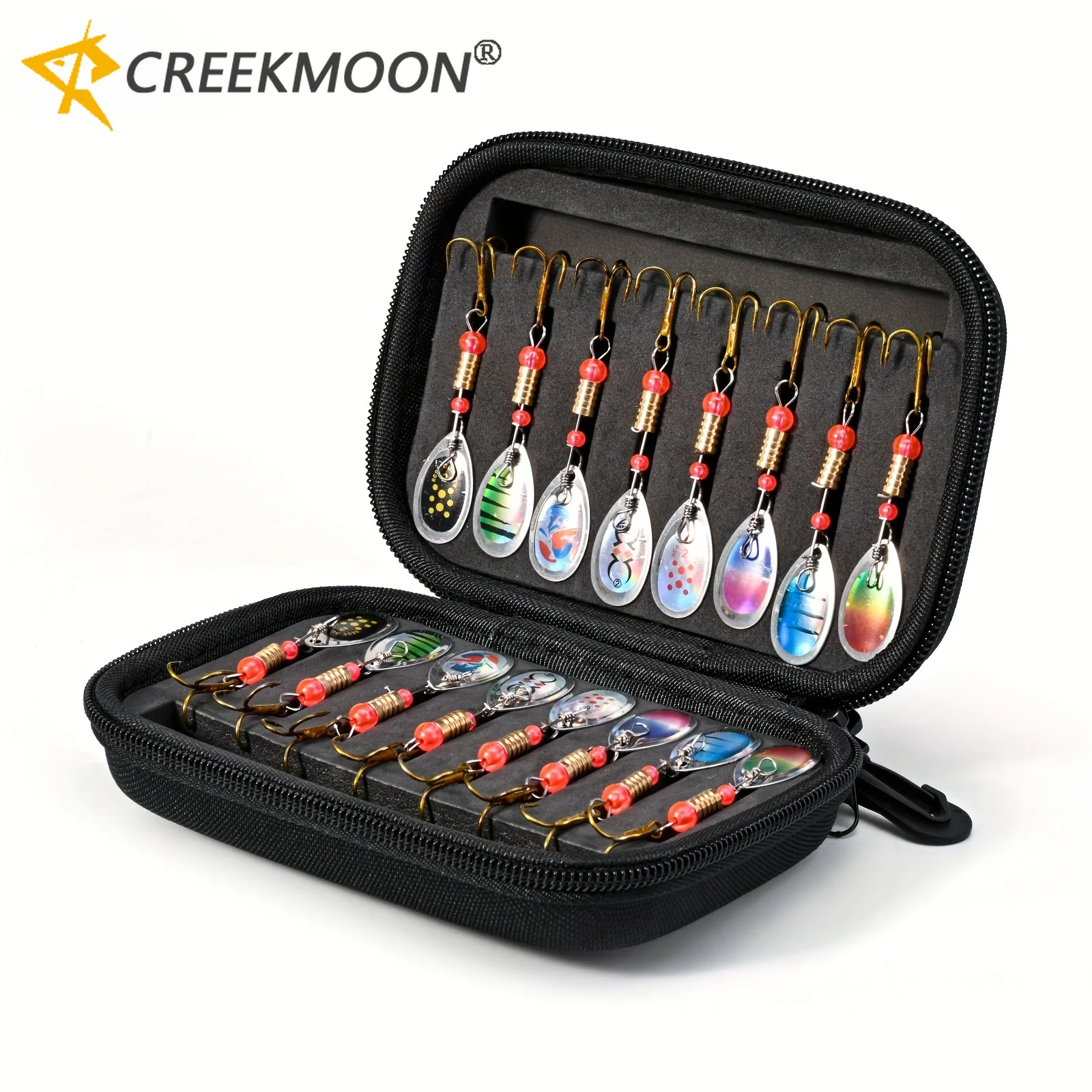 Señuelo de pesca giratorio de cuchara giratoria de Metal, juego de 16 Uds., Spoonbait Crankbaits Spinnerbait Wobblers para Lucio, Kit de ganchillo, cebo Artificial