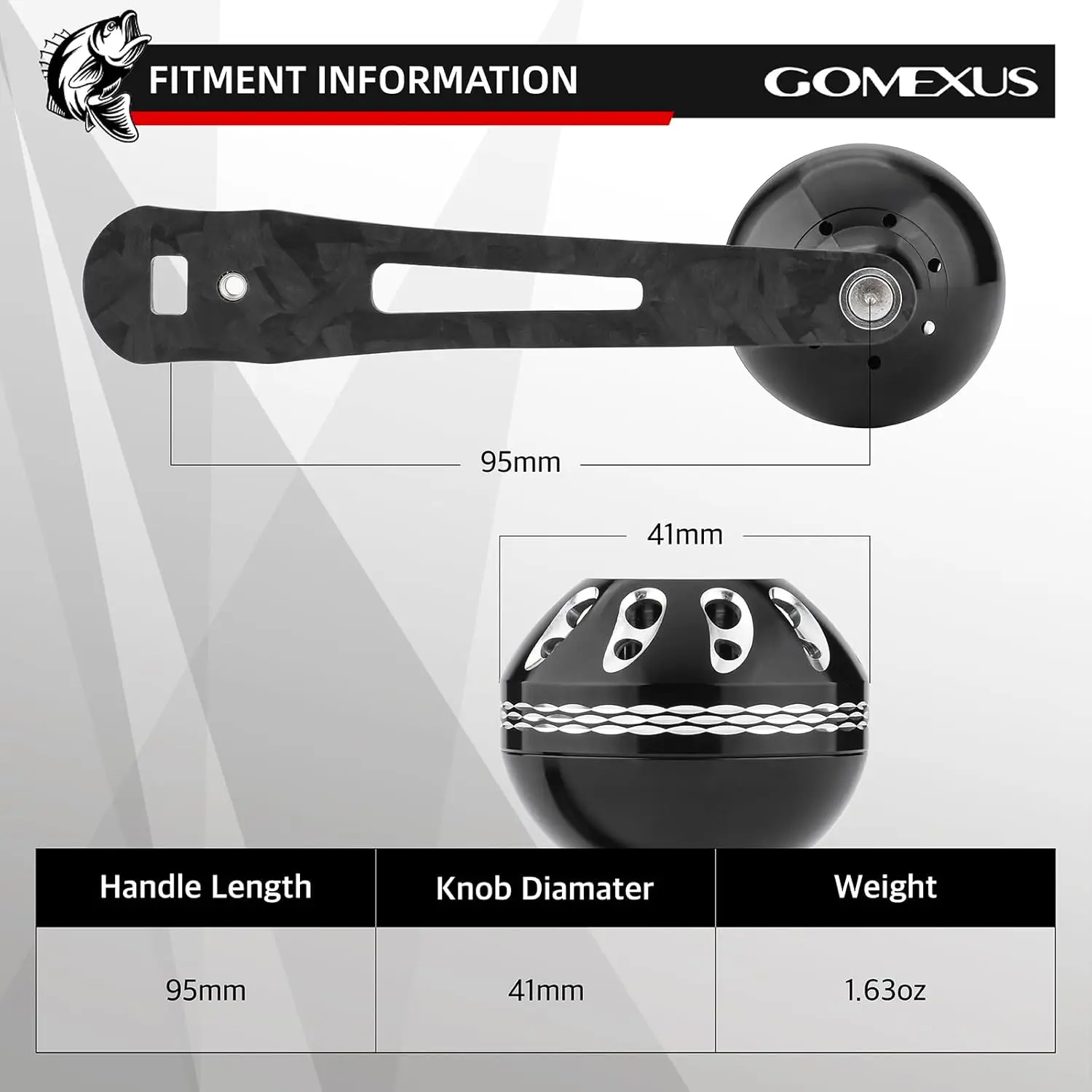 Mango eléctrico GOMEXUS Compatible con carrete de pesca Shimano Torium Daiwa Saltist, mango de Jigging de 95mm de carbono forjado - imagen 4